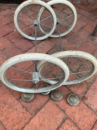 Vintage Playtime Doll Stroller,  Carriage Buggy Axels Wheels And Hub Caps