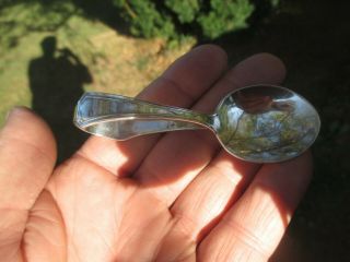 Vintage Curved/bent Handle 25.  5 Gr.  925 Sterling Silver 3.  5 " Baby / Child Spoon