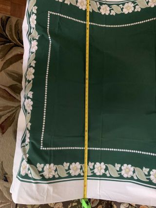 Vintage 46x52 Green And White Floral Tablecloth