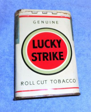 White Lucky Strike Roll Cut Tobacco Vertical Pocket Tin Rare Nr - Bid It Out