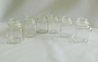 Set Of 6 Vintage Glass Canister Apothecary Jars Usa Lids W/ Seals