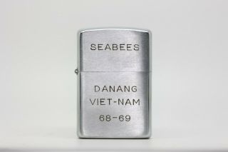 Vietnam War Zippo Lighter Seabees Da Nang Viet Nam 1968 - 1969 1968