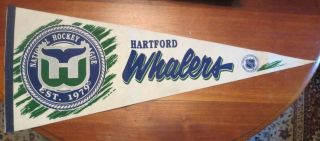 Vintage 1992 Nhl Hartford Whalers Est.  1979 Team Logo Hockey Pennant 30 " Length