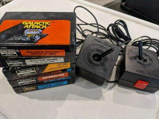 Tandy Trs - 80 Game Cartridges (x 5) And Joysticks (x 2)