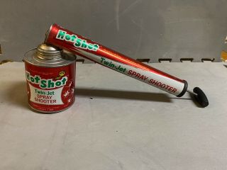 Rare Vintage Hot Shot Twin Jet Spray Shooter Tin (a)