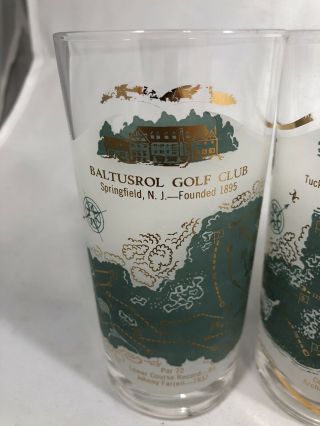 Vintage Iconic Golf Course/Club Map Highball Drinking Glass Set Of 8 PGA 2