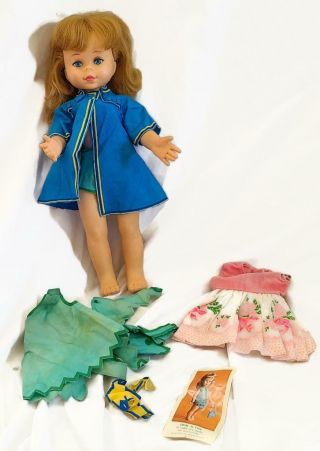 Vtg 1964 Dee Dee The Cut N Button Doll By Mattel W Clothes Long Strawberry Blond