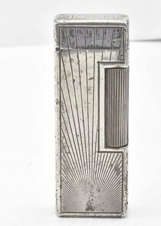Vintage Dunhill Rollalite Old Deco Style Sterling Case Wick Lighter Switzerland