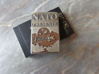 Rare 1999 Zippo Lighter Limited Edition Nato Presents Mission Kfor Kosovo Now