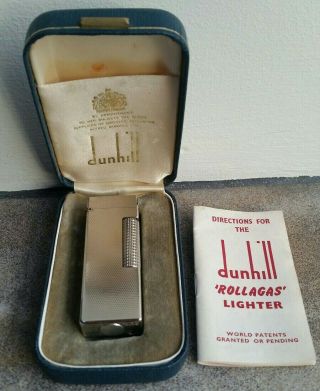 Newly Serviced Boxed With Dunhill Silver Plated Barley Rollagas Lighter