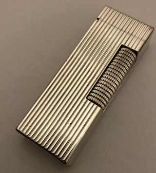 Early Dunhill Silver ‘reeded’ Rollagas Lighter - Fully Overhauled