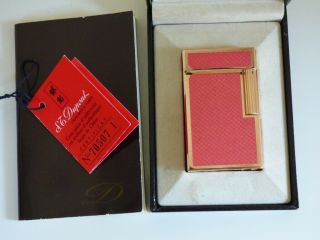 Near S T Dupont L1 Large Lighter - Pink Lacquer/rose Gold Plated - Box,  Papers