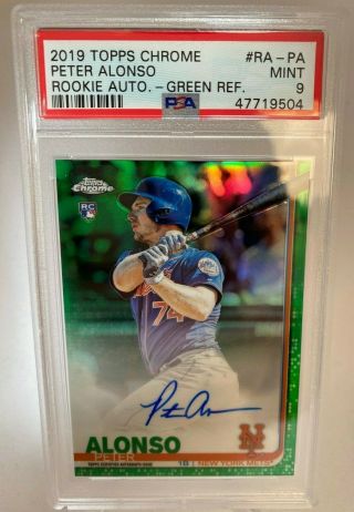 2019 Topps Chrome Peter Pete Alonso Rc Auto Green Refractor Psa 9