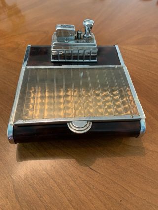 Vintage Ronson Touch Tip Lighter & Cigarette Case Holder Engine Turn Design