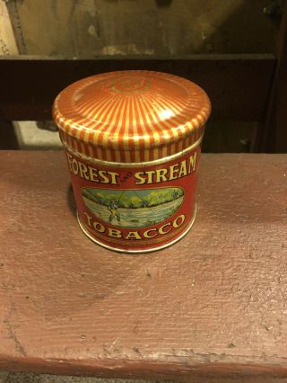 Minty/rare Carousel Top Forest And Stream Tobacco Tin