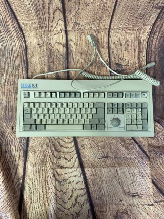 Vintage Keytronic Keyboard Trackball Trak101 5 Pin Din Serial Clicky Mechanical