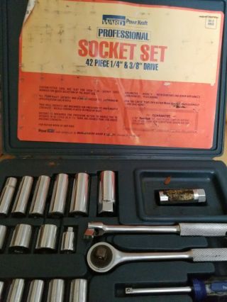 Montgomery Wards Vintage Powr Kraft 42 Piece Socket Set 1/4 & 3/8 Drive Sae