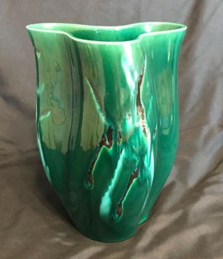 Vintage Royal Haeger Vase Pottery Green Blue Drip Glaze Large 9” Rare