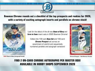 Kansas City Royals 2020 Bowman Chrome Baseball 12 - Box Hobby Case 1 Break