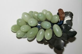 Vintage Cluster Of Chinese Celadon Grapes Green Jade Leaves Feng Shui