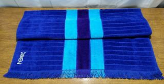 Vintage Bath Towel Blue Stripe Purple Ysl Fieldcrest 45 " X 25 "