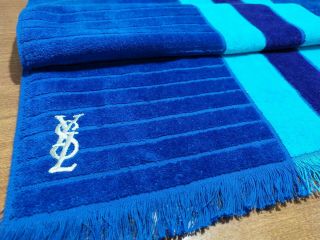 Vintage Bath Towel blue stripe purple YSL FIELDCREST 45 
