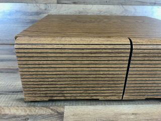 Vtg VHS Cassette Tape Two Drawer Storage Cabinet Holds 22 Stackable Wood Grain 2