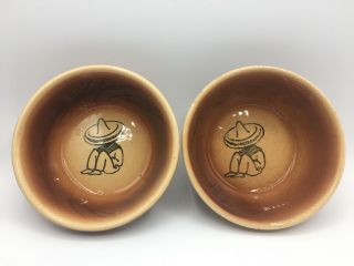 Set Of 2 Vintage Watt Pottery Cereal Bowl With Man In Sombrero