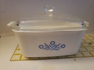 Vintage Corning Ware P - 4 - B Blue Cornflower 1 1/2qt Loaf Pan With Lid
