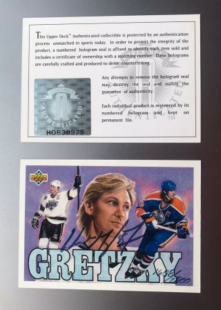 1992 - 93 Wayne Gretzky Upper Deck Autograph 1608/2800 Uda Certificate