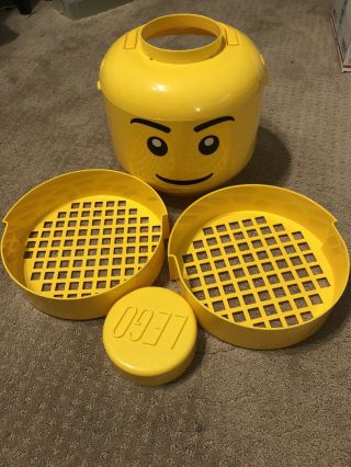 Lego Sorter Storage Large Yellow Head Sort Brick Bin Grid Trays Case W Handle