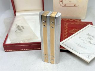 Auth Cartier Santos De Cartier Rivets Bi - Color Oval Lighter Silver & Gold (9520)