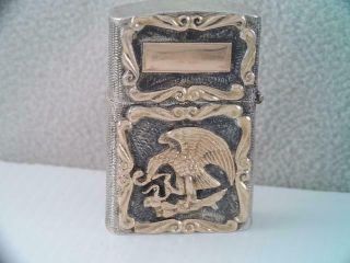 Very Rare Vintage Sterling Silver & Gold Zippo Lighter Aztec Eagle & Snake