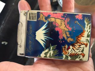Vintage Memory Of Japan Cigarette Case/lighter Combo,  Colorful Mt Fuji Souvenir