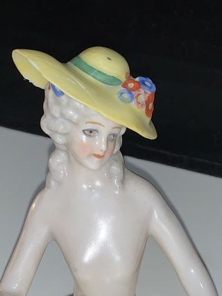 Antique German Half Doll With Hat Nude 2