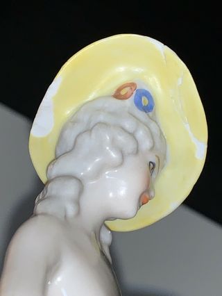 Antique German Half Doll With Hat Nude 3