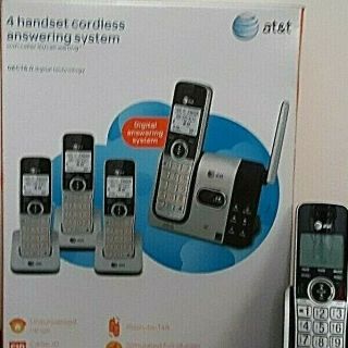 At&t Cordless Phone Answering System Dect 6.  0 Caller Id Cl82464 4 Handsets Vtg