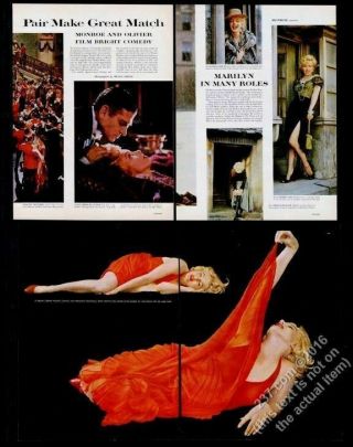 1957 Marilyn Monroe 7 Color Photo Prince And The Showgirl Vintage Print Article