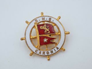 Vintage Post - Wwii Cunard - White Star Line Rms Caronia Enamel Lapel Badge