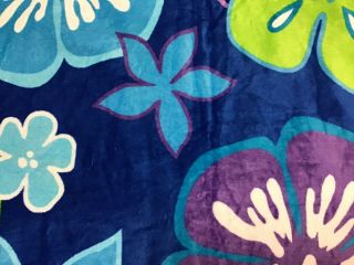 Terrisol By Karsten Blue Purple Green Flower Tropical Vintage Towel 68 " X 68 "