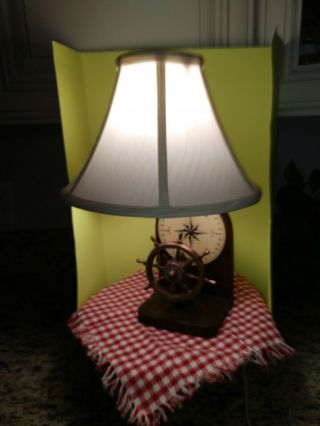 Nautical Vintage Wall Lamp Compass Pull String Captain Wheel Whimsical 50 - 60 