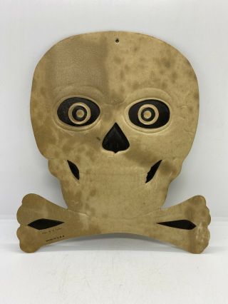 Vintage Skull & Crossbones Antique Cardboard Halloween Ornament Decoration ☠️