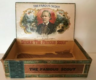 Kit Carson Scout,  Hero,  Wooden Vintage Antique Cigar Box,
