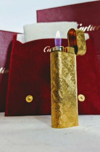 Gold Cartier Lighter - Overhauled - - Band Nos Gas Tank