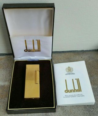 Newly Serviced With Boxed Dunhill Lines Gold Plate Rollagas Lighter