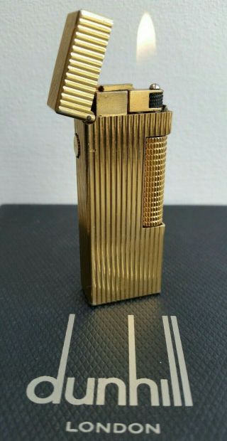 Newly Serviced with Boxed Dunhill Lines Gold Plate Rollagas Lighter 2