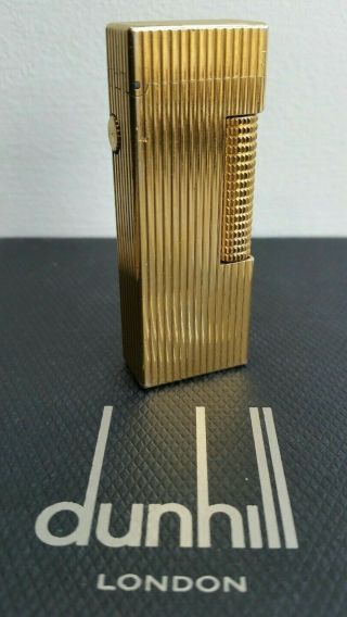 Newly Serviced with Boxed Dunhill Lines Gold Plate Rollagas Lighter 3