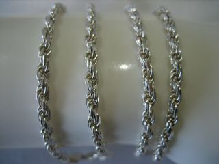 Estate Vintage Sterling Silver.  925 Signed Su Italy Rope Chain Necklace