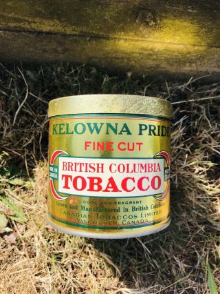 Tobacco Tin Kelowna Pride Can Circa 1920’s Rare / Bc British Columbia