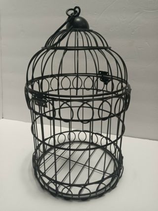Vintage Metal Bird Cage Black Decorative Opens And Close